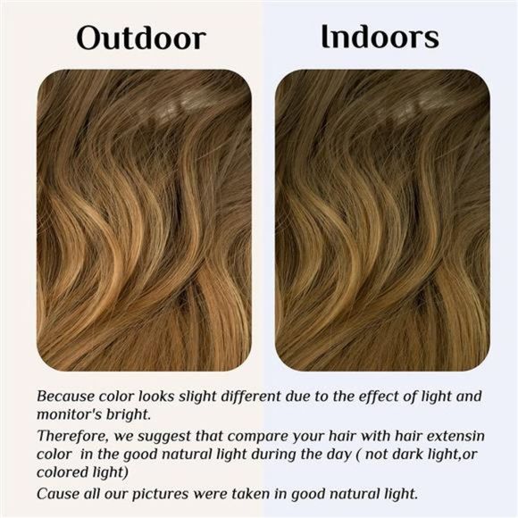 Halo Hair Extensions Ombre Brown to Golden Wavy Curly Synthetic Hair Piece 18" - Picture 6 of 6